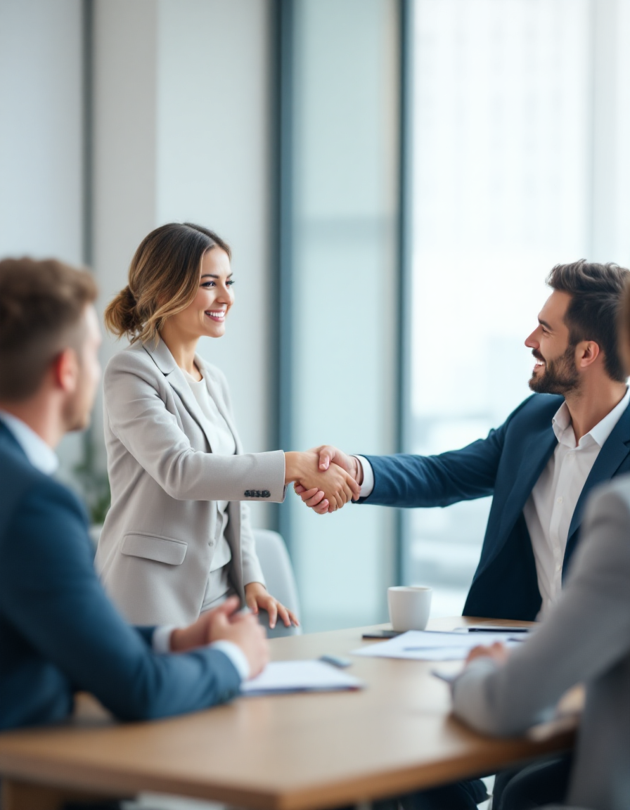 Profesionales estrechando manos